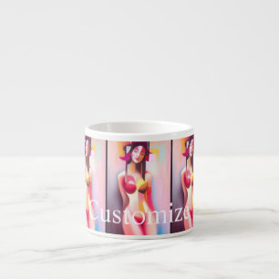Taza De Espresso Modelo femenina con ojos cerrados posando en Thund