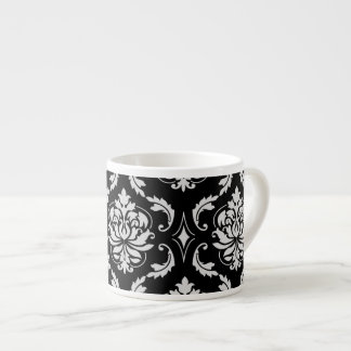 Taza De Espresso Modelo floral blanco y negro clásico del damasco