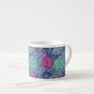 Taza De Espresso Modelo floral colorido del Doodle
