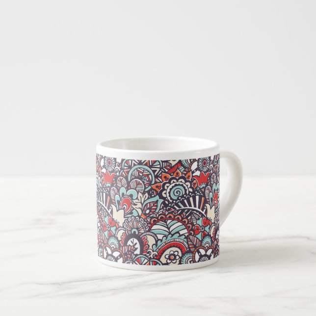 Taza De Espresso Modelo floral del Doodle de Paisley (Derecha)