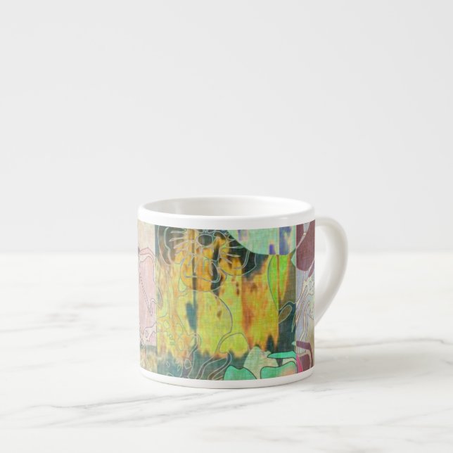 Taza De Espresso Modelo floral del grunge del arte (Derecha)