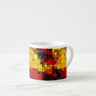 Taza De Espresso Modelo geométrico del arco iris vibrante abstract