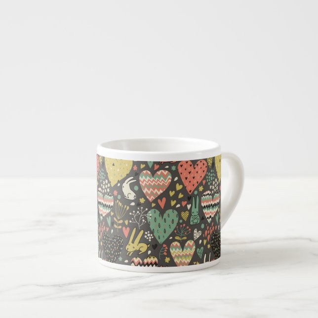 Taza De Espresso Modelo lindo de los conejitos del amor con los (Derecha)