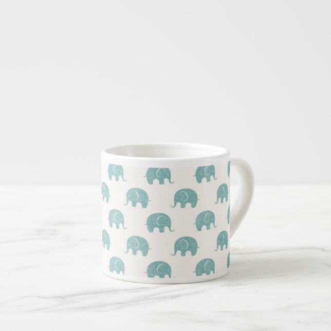 Taza De Espresso Modelo lindo verde azulado del elefante (Derecha)