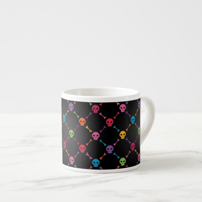 Taza De Espresso Modelo multicolor con los cráneos (Derecha)