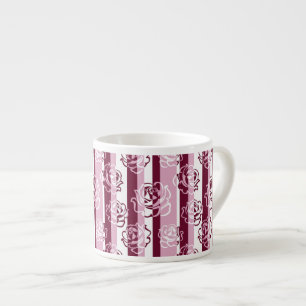 Taza De Espresso Modelo rayado con los rosas
