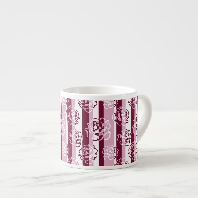 Taza De Espresso Modelo rayado con los rosas (Derecha)