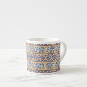 Taza De Espresso Modelo tribal del elefante étnico azul