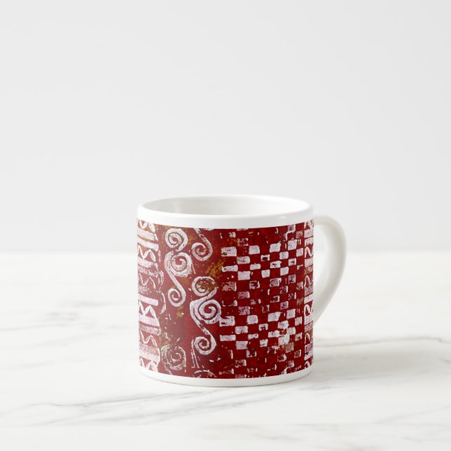Taza De Espresso Modelos tallados mano en lona roja (Derecha)