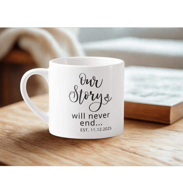 Taza De Espresso Modern Custom wedding Quote Black Text  Espresso C (Modern couple loving quote express cup)