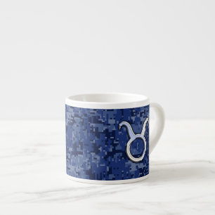 Taza De Espresso Moderna campaña digital azul de la marina de Rót