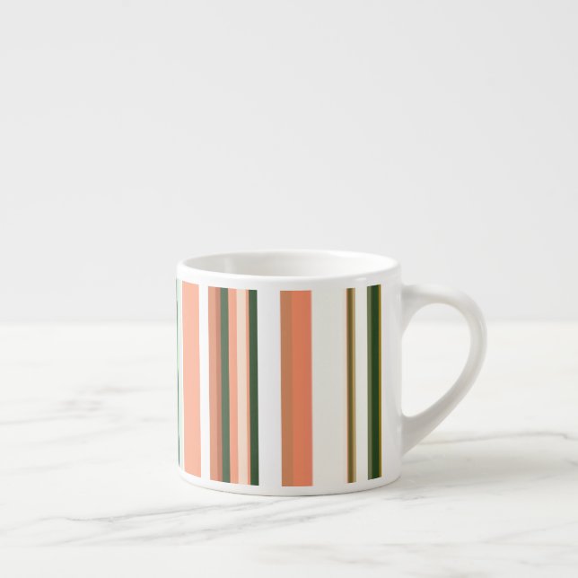 Taza De Espresso Modernas rayas blancas verdes Naranjas verdes (Derecha)