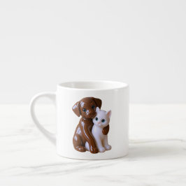 Taza De Espresso Momento Tierno de Perro y Gato