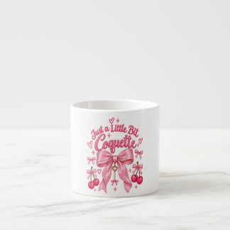 Taza De Espresso Monada Rosa Coqueta Lazo Cereza Estética Femenina