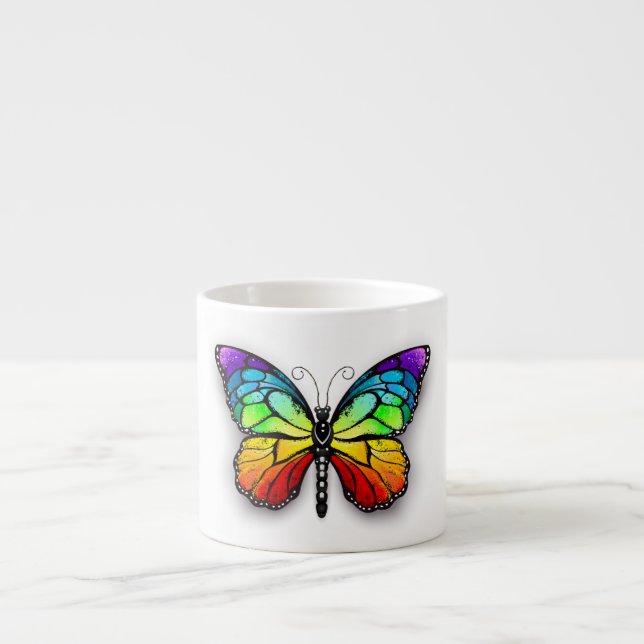 Taza De Espresso Monarca de mariposa arcoiris (Frente)