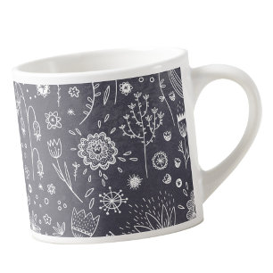 Taza De Espresso Monocromo del arte de la línea floral
