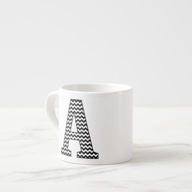 Taza De Espresso Monograma A de cheurón negro y blanco (Izquierda)