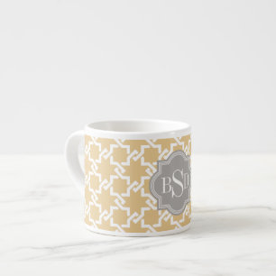 Taza De Espresso Monograma amarillo elegante del modelo que