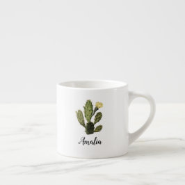 Taza De Espresso Monograma Cactus Flower Vintage Espresso Mug
