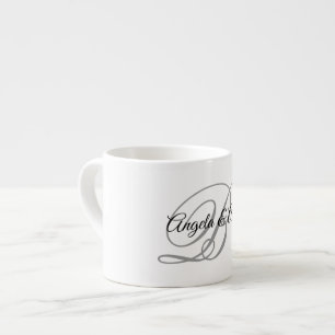 Taza De Espresso Monograma con letra de caligrafía elegante gris