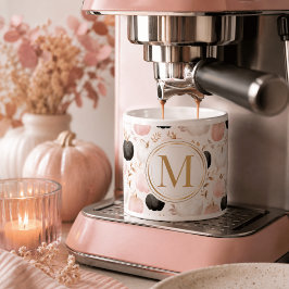 Taza De Espresso Monograma de Calabaza Moderna – Inicial Personaliz
