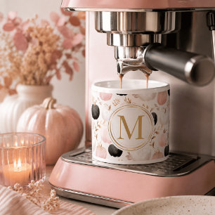 Taza De Espresso Monograma de Calabaza Moderna – Inicial Personaliz