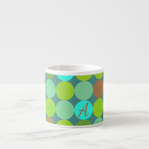 Taza De Espresso Monograma de círculos de verde lima, turquesa y óx