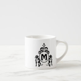 Taza De Espresso Monograma de dos perros guardianes