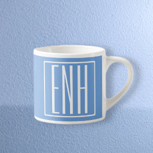 Taza De Espresso Monograma de iniciales modernas en negrita 3   Azu