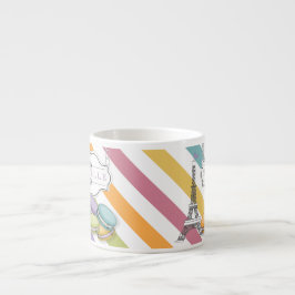 Taza De Espresso Monograma de la Torre Eiffel de los Macarones de P