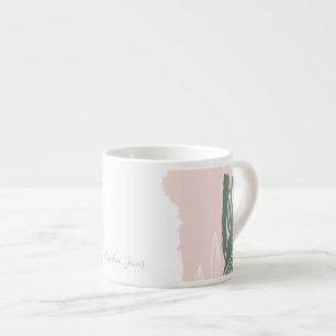 Taza De Espresso Monograma de nombre con pinceladas abstractas rosa