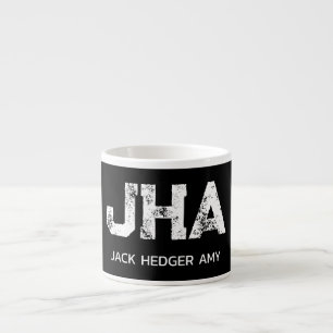 TAZA DE ESPRESSO MONOGRAMA DE NOMBRE DE TRES LETRAS BLANCO MINIMALI