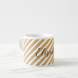 Taza De Espresso Monograma de patrón de bandas geométricas de color