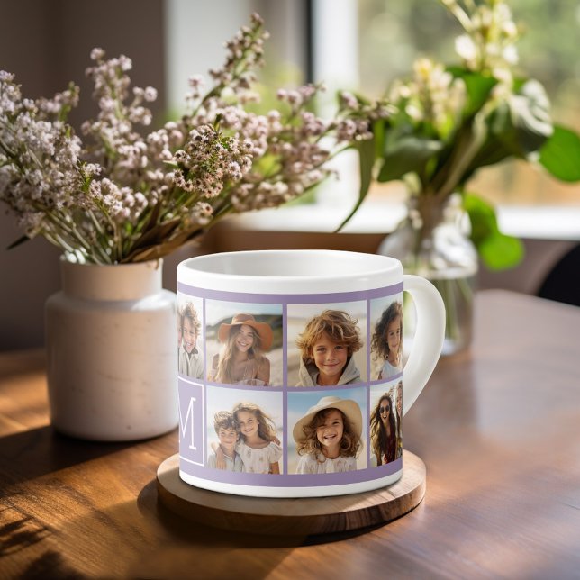 Taza De Espresso Monograma del Personalizado de Collage de fotos de (Personalized espresso mug)