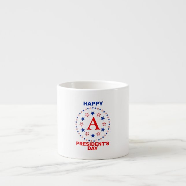 Taza De Espresso Monograma del personalizado del día del presidente (Frente)