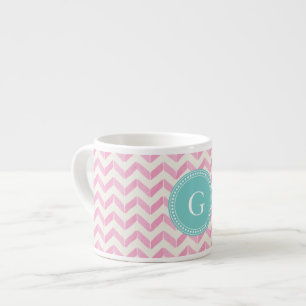 Taza De Espresso Monograma elegante del personalizado de Chevron