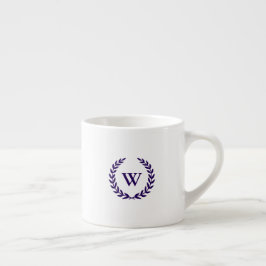 Taza De Espresso Monograma Elegante Navy Blue Classic Espresso Mug