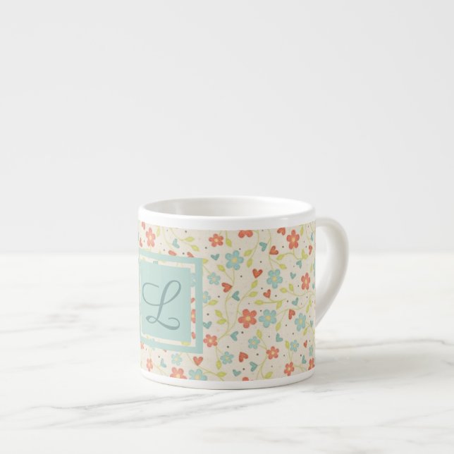Taza De Espresso Monograma floral de Bonito de primavera clara vent (Derecha)