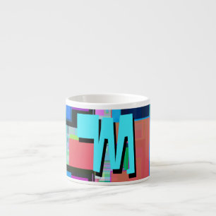 Taza De Espresso Monograma geométrico colorido inspirado en los 90