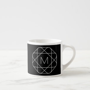 Taza De Espresso Monograma geométrico negro y blanco