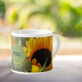 Taza De Espresso Monograma girasoles Imprimir 6oz Copa Espresso