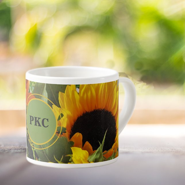 Taza De Espresso Monograma girasoles Imprimir 6oz Copa Espresso (Subido por el creador)
