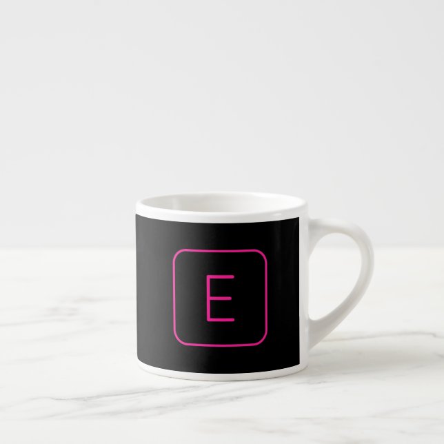 Taza De Espresso Monograma inicial con estilo moderno | Rosa y negr (Derecha)