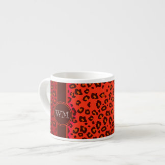 Taza De Espresso Monograma leopardo naranja café espresso mug