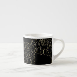 Taza De Espresso Monograma minimalista con mano floral de carnación