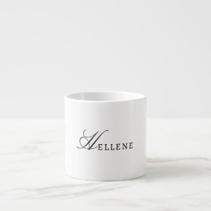 Taza De Espresso Monograma minimalista y chic en blanco y negro
