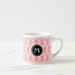 Taza De Espresso Monograma moderno Geométrico Rosa Negro Espresso M