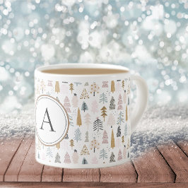 Taza De Espresso Monograma País Árboles navideños 6oz
