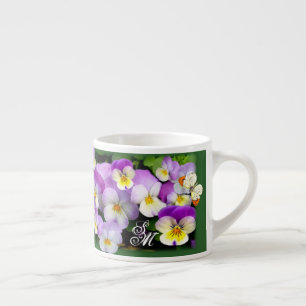 Taza De Espresso Monograma personalizado para la Copa Pansy Espress
