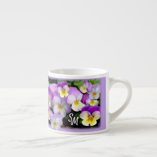 Taza De Espresso Monograma personalizado para la Copa Pansy Espress (Derecha)